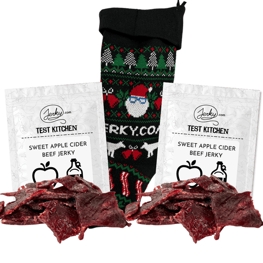 Sweet Apple Cider Beef Jerky 2-Pack + FREE Black Christmas Stocking by Jerky.com